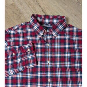 Polo Ralph Lauren Size XL Classic Red Plaid Button Down Oxford Pony Logo Preppy